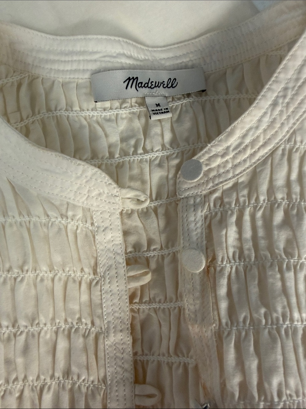 MADEWELL M Smocked Top in Cotton-Silk Blend NW994 - Picture 6 of 6